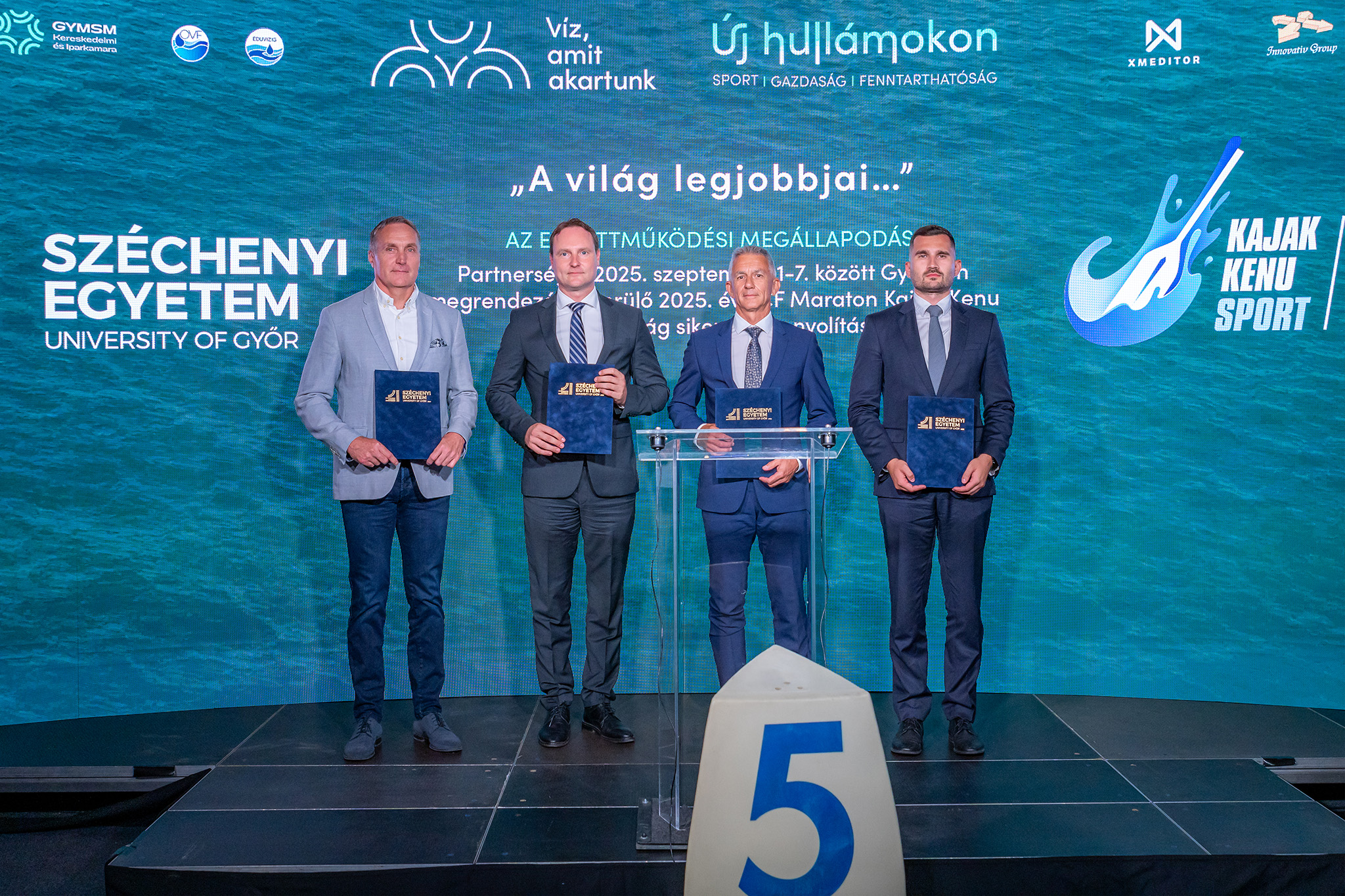 The cooperation agreement was signed by Dr Tamás Gyömörei, head of the Sports Center at Széchenyi István University, and Dr Bálint Filep, president of the university, while Róbert Weisz, chairman of the organizing committee, and Bálint Szakács, secretary general of the association, signed on behalf of the association. (Photo: András Adorján)